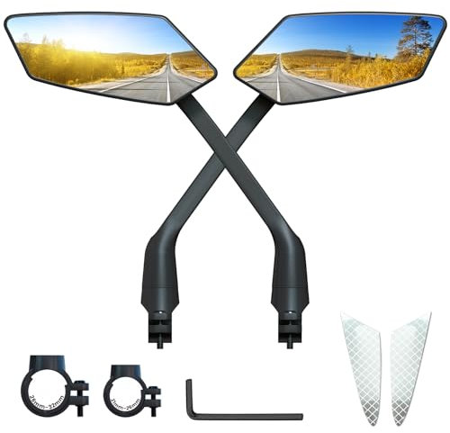 2PC Bike Mirror, 360°Adjustable HD Safety Bicycle Mirrors, 21-32mm Handlebar, Bike Accessories for Mountain Road Bike Scooter Motocycle