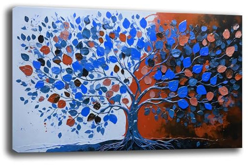 Quadro Moderno soggiorno ALBERO della VITA blu rosso Astratto Quadri moderni da Parete grande Stampa su tela Canvas Decorazione Murale muro Arredo Camera da letto Salone (10, 40x70 cm)