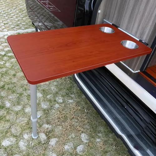 TRUNXUCL Table Pliante pour Camping Car avec Pieds de Table Réglables en Hauteur, Ttable Murale Rabattable, Table Murale Flottante pour Remorque de Camping Car (Color : Red)