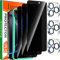 IMBZBK 3 Piezas Protector Pantalla para iPhone 16 Pro Privacidad Antiespia Cristal Templado 3 Piezas Protector Camara Accesorios, Marco de Instalación Fácil, Funda Amistoso, Cobertura Total