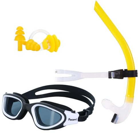 Focevi Schwimmen Schnorchel, Schwimmer Schnorchel Ausrüstung für Schwimmen Schnorchel Training im Pool und Freiwasser, Geeignet für Erwachsene und Kinder ab 12 Jahren