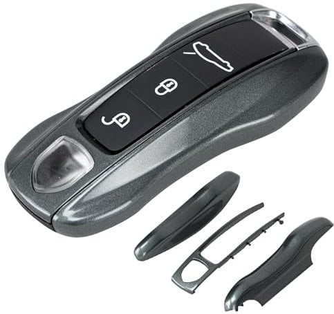 Teenpull Schlüssel hülle Passt für Porsche 911 Cayenne Panamera Carrera Taycan, Auto Schlüsselhülle für, Autozubehör MK2 (Grau)