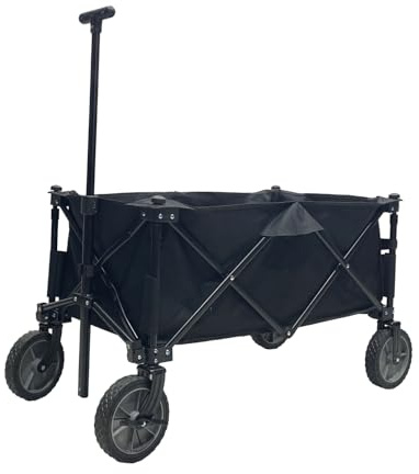 Zusammenklappbarer Bollerwagen – drehbare Vollräder – Bodenplatte – stabiles Gestell – 80 kg max