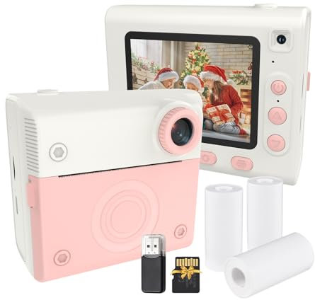 Andoer Sofortbildkamera für Kinder, 7,1 cm (2,8 Zoll), 1080P, Sofortbildkamera für Kinder, mit 32 GB SD-Karte, 3 Rollen Thermopapier, Geschenk für Kinder von 3 bis 12 Jahren