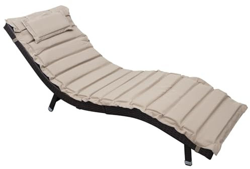 Gartenliege Sonnnliege Piacenza, Polyrattan braun, klappbar, mit Wendeauflage, Outdoor
