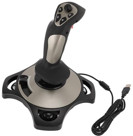 CCYLEZ PC-Flug-Joystick, Kabelgebundener Flug-Stick, Vier Achsen, 12 Programmierbare Tasten, Flugsimulator-Steuer-Joystick mit Vibrationsfunktion, Drosselklappensteuerung für PC,