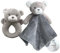 CREVENT Cozy Plush Baby Security Blanket Loveys for Baby Girls Boys, Stuffed Animal Ring Rattle Shaker Toy for Newborns (Bear + Handbell)