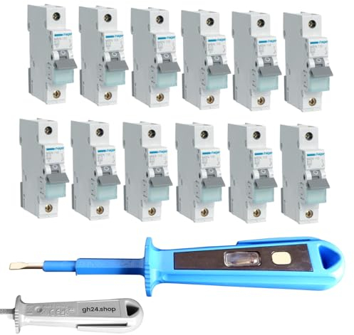 12 Stück Hager MBN110 Leitungsschutzschalter B10A 1-polig 6kA + gh24 Phasenprüfer