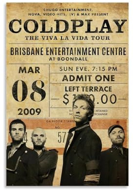 ijshndgn Coldplay Poster, Vintage-Kunst, Raumdekoration, ästhetisch für Schlafzimmer, Wohnzimmer, Wände, ästhetisches Poster, 30 x 45 cm, ungerahmter Stil