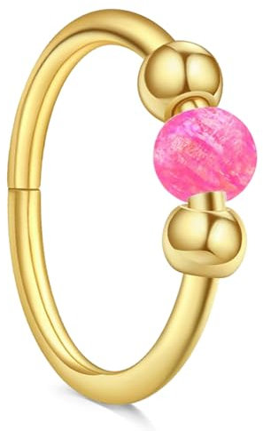 AceFun Anneau de Nez 8mm Or Avec Opale Rose - 18 Gauge Très Mince Tiny Piercings Hoop