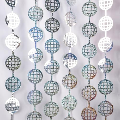 BRAVESHINE Disco Lametta Vorhänge Silber, 1x2m Glitzer Discokugel Party Vorhang Hintergrund für Disco Geburtstag Weihnachten Silvester 80er 90er Musik Tanz Party