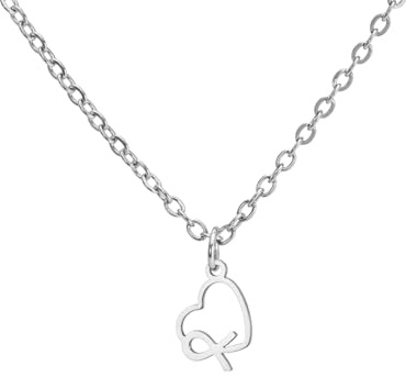 TEAMER Collier délicat en forme de cœur pour le cancer du sein Pendentif en ruban rose Bijoux de sensibilisation au cancer du sein pour femmes