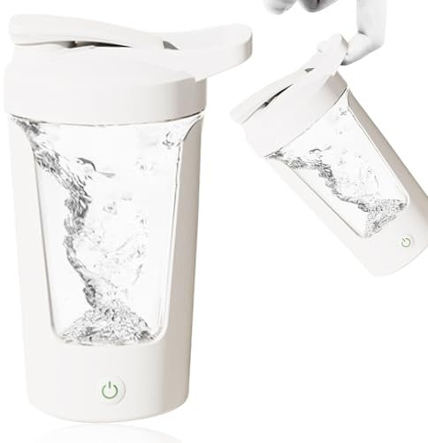 FOGARI Batidora para batidos de proteínas sin grumos – Coctelera de proteínas, 7000 UPM, carga rápida USB-C, tazas para batidos de proteínas, reemplazo de comidas, sin BPA (blanco)