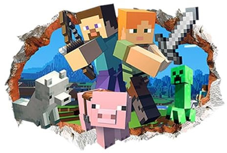 Yoimckay Aufkleber Creeper, Wandaufkleber, Kinderzimmer, Babyzimmer, Wanddekoration, Gamer, 3D, Wandaufkleber, für Jungen, Schlafsaal, für Kinder, Schlafzimmer, Dekoration, PVC, selbstklebend