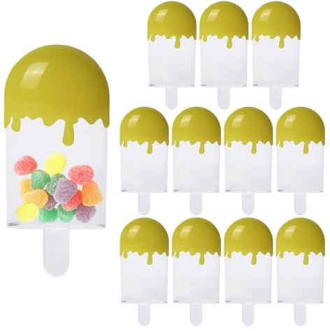 12 Stück Eiscremeform Süßigkeiten Behälter,Süßigkeitenschachtel Eisform Süßigkeiten Aufbewahrungsbehälter Hochzeit Geschenkbox Eiscreme für Geburtstag Hochzeit Halloween Weihnachten Eis Form yellow