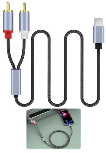 1 Pcs Usb C to Rca Audio Cable,2m Rca to Usb C Cable,Nylon Braided Amplifier Audio Cord Usb C to 2 Rca Dual Flat Microphone Cable Compatible with Iphone15 Pro Max Huawei Samsung Galaxy Pixel