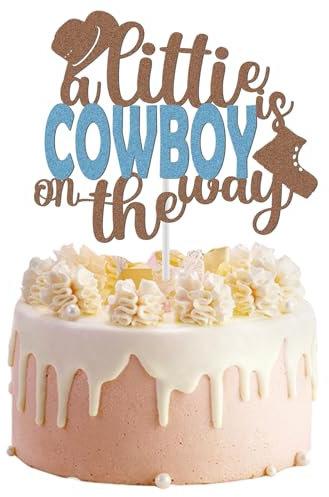 Cowboy Cake Topper Cowboy Kuchenaufsatz-Dekoration, glitzernder Cowboy Babyparty Dekorationen, Cowboy Kuchendekorationen, Kuchenaufsatz mit Western Motiv, Cowboy Junge Geburtstag Kuchen