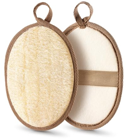 RIYNIBIY 2PCS Loofah Exfoliating Body Scrubber, Exfoliating Body Scrubber for Shower & Bath, Made with Natural Egyptian Shower Loofah Sponge, Shower Exfoliator & Exfoliating Loofah for Women and Men