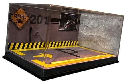 Harilla Vitrine für Druckguss-Modellautos im Maßstab 1:24, Parkplatz-Szenenschutz mit LED, Auto-Garage-Vitrine für Legierungsauto-Geschenke , Schwarz