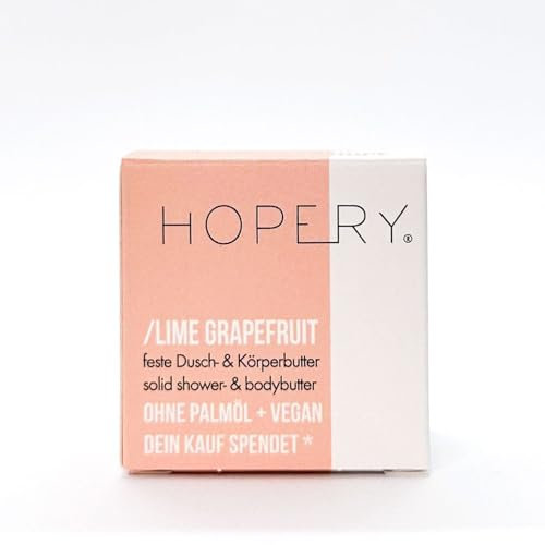 Hopery - Dusch-seife und Körper-butter Lime Grapefruit – 40g - Naturseife ohne Plastik, Vegan, Palmölfrei, Tierversuchsfrei