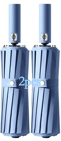 HVDHYY 2pcs Taschenschirm Regenschirm Automatik,Sturmfest Klappschirm Regenschirm Mit UV Schutz Leichter Geeignet Für Gepäck Und Rucksack(Blau)