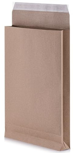 LOGIC PACK 10 Faltentaschen B4 4 cm Versandtaschen 250 x 353 x 40 mm Falte ohne Fenster haftklebend braun