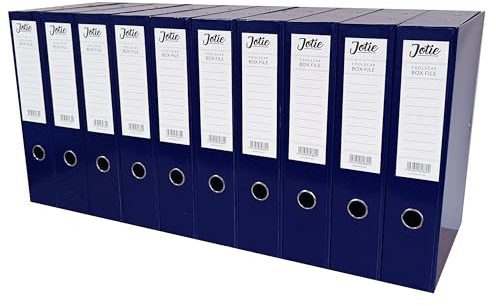 Box File with Lock Spring Ring Pull & Catch Glossy Finish 75mm Spine Ideal Document Organiser for Office School Paperwork Storage Foolscap Box Files