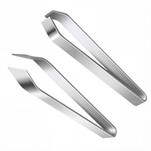 Professional Fish Bone Tweezers Set - 2 Styles Stainless Steel Pliers for Salmon, Trout & Poultry - Kitchen Deboning Tools with Flat & Slant Tips (Food Grade 18/8 Steel)