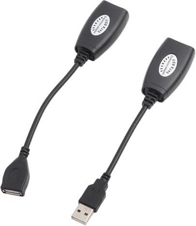 SUPYINI USB 1.1 Powered, RJ45 Cable Extender, Up to 150ft Distance, Cat5/Cat6 Patch Cord, Ideal for USB Cameras, Printers, Keyboard with USB Male and Female Connections