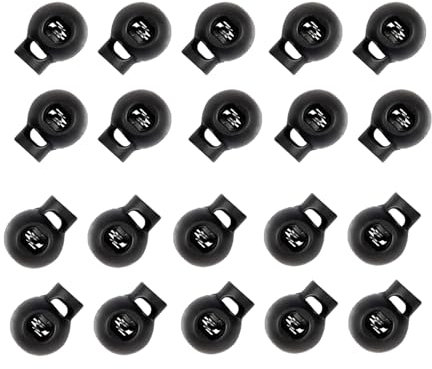 Aidqxbaoer 20 Stück Kordel stopper,Federschnur Schlösser Kunststoff,1-Loch Kordel,für Kordeln, Band Klemme Jacke, Bekleidung, Rucksack, Gummikordel Stopper, Schnürsenkel Stopper