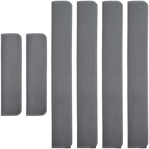 CALFOVERA 6PCS PU Leather Fridge Handle Covers 2 Styles Non Slip Door Decor Catch Cover Kitchen Appliance Handle Wrap Protectors Keep Clean for Refrigerator Microwave Oven Stove Dishwasher(Grey)