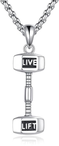 DAYLINLOVE Hantel-Halskette für Männer 925er Sterlingsilber-Anhänger mit Gewicht 10 lb Fitnessstudio-Halsketten Sportschmuck Geschenke für Männer Frauen Hantel-Liebhaber