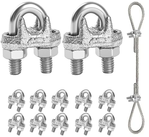 12 Stück Drahtseilklemme M6, Seilklemme Edelstahl | Seilklemmen 6mm für Stahlseile, Drahtseile, Stahlkabel Befestigung