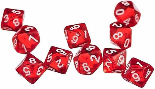 Polyedrische D10-Würfel, für Rollenspiele, Familienfeiern, 10 Seiten, Acrylwürfel, transparent, für Tischspiele, Würfel und Zubehör, 10 Stück