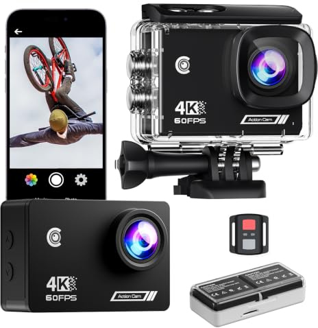 Yolansin 4K 60FPS Waterproof Action Camera 131ft Underwater Camera,HD 48MP Waterproof Camera,WiFi Sports Cameras with 2 Batteries Helmet Mount Accessories Kits