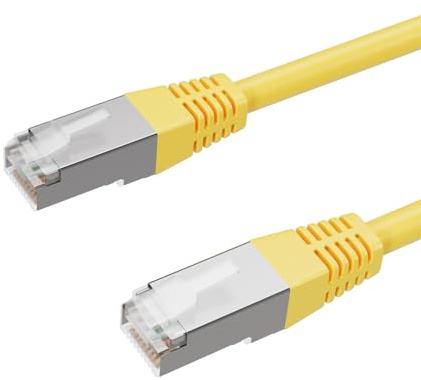 Kabelbude.eu Netzwerkkabel Patchkabel Ethernet LAN Kabel cat 6 S/FTP PIMF Halogenfrei gelb 0,5m RJ45 Stecker