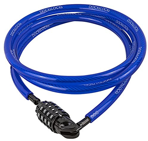 DocksLocks Weatherproof Straight Security Cable Lock (5ft to 25ft Lengths) with Resettable Combination, Anti-Theft Protection for Kayak, Bike, Paddleboard, Scooter, Equipment, Bicycles and More 5ft