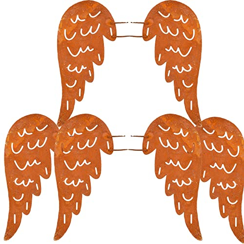 Gartenzaubereien Engelsflügel zum Stecken 6 Stück - in Rostoptik - Winterdeko - zum Basteln