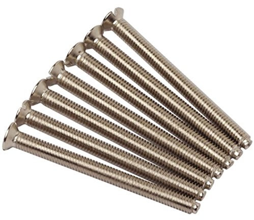 Taskar 40mm Chrome Flat Head Screws for Flat Plate Electrical Sockets (100 Pk) M3.5