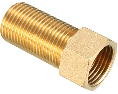 sourcing map Brass Threaded Pipe Fitting G1/2 Male x G1/2 Female Adapter 50mm Length