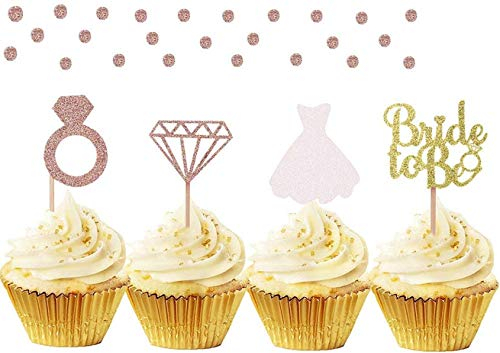 JeVenis 36 PCS Bride to Be Cupcake Toppers Diamond Ring Wedding Dress Cupcake Toppers Wedding Engagement