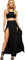 OgLuxe Damen-Maxirock mit zweiseitigem Schlitz, lang, Basis-Garderobe, Größen 37–50, schwarz, 36-38