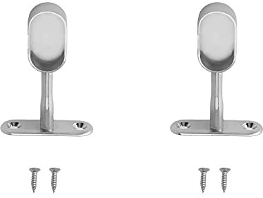 MroMax Soporte de barra de armario ovalado de 0.63 x 1.2 pulgadas (ancho x largo), soporte de montaje medio de aleación de zinc con tornillos de instalación, superficie galvanizada, soporte de brida