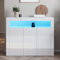 SONNI Sideboard Weiss Hochglanz Wohnzimmer, LED Kommode(12 Farben können eingestellt Werden), Wohnzimmermöbel Wohnzimmerschrank Standschrank B116xH93xT35cm