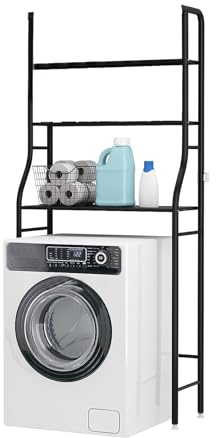 CLICLED Scaffale Bagno da parete sopra lavatrice Mensole salvaspazio Mobile 3 Ripiani Appoggio Nero 15 152x68x25 Portaoggetti detersivi asciugamani organizer