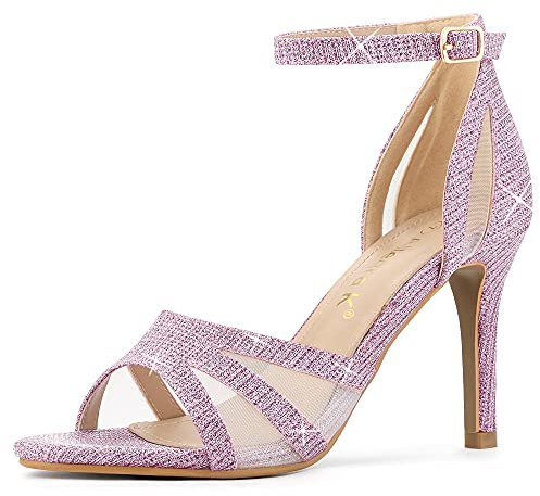 Allegra K Sandalo con tacco glitter da donna, viola., 38.5 EU