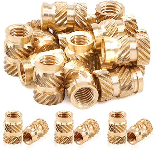 Mardatt 60 Stück M5 x 10 x 7 Messing-Gewindeeinsätze für Kunststoff-Messing-Einsätze, 3D-Druck, Rändelmutter, Messing-Einbettungsmutter, Heat Set Einsatz für 3D-Druck, Kunststoff