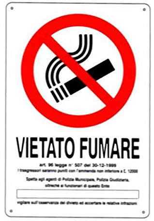Cartello Segnaletico per Aziende (Cartello Vietato fumare 20x30 cm PVC)