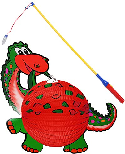 alles-meine.de GmbH 2 TLG. Set: Papier Laterne/Lampion + Laternenstab - Dinosaurier Dino - Papierlaterne für Kinder - Laternen Lampions - für Laternenumzug - Mädchen Jungen/b..