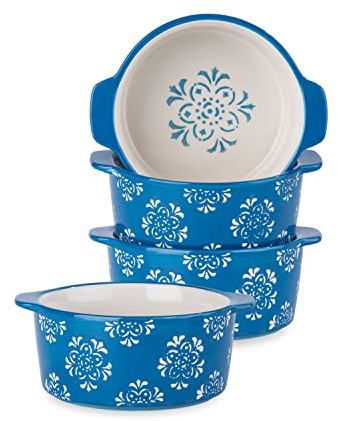 Original Heart Suppentöpfe mit Griffen, Keramik-Suppentöpfe, 600 ml, Suppentassen-Set, 4-teiliges Zwiebel-Suppenschüssel-Set, ofenfest, antihaftbeschichtet, Suppentassen für Küche, Suppenschüssel-Set,